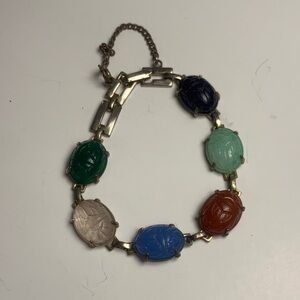 Vintage Scarab Colorful Gemstone Bracelet
